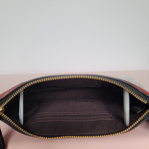 COACH Small Printed Plaid Coated Canvas Wristlet- Red Multi $75. ⭐ - Picture 13 of 16